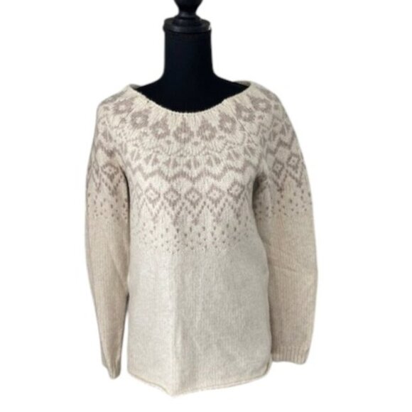 SONOMA Nordic Fair Isle Oversized Pullover Sweater Ivory Small - Picture 2 of 14